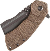 Kansept Knives M Plus Korvid Linerlock Burlap Micarta Folding Knife - S35VN Cleaver Blade, 4.75in Closed by Kansept Knives