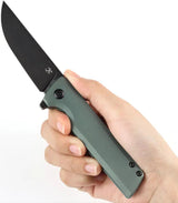 Kansept Knives Anomaly Framelock Green Orange Peel Titanium - S35VN Drop Point Blade With Extended Tang And Pocket Clip by Kansept Knives