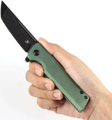 Kansept Knives Anomaly Framelock Grn Peel K2038T4 - S35VN Tanto Blade, Green Orange Peel Titanium Handle by Kansept Knives