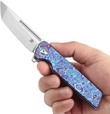 Kansept Knives Anomaly Linerlock Timascus K2038T7 - Timascus Handle With Extended Tang And CPM S35VN Satin Tanto Blade by Kansept Knives