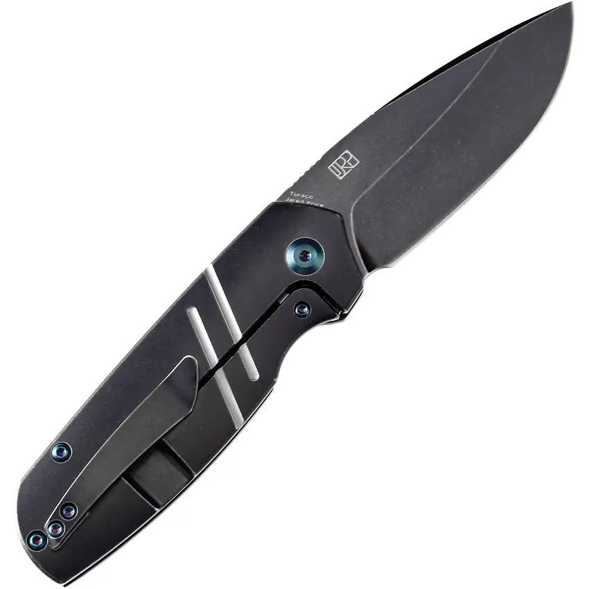 Kansept Knives Turaco Framelock - Black Stonewash CPM S35VN Blade, Titanium Handle, Extended Tang by Kansept Knives