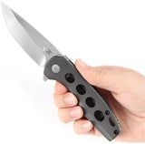 Kansept Knives Cassowary Framelock Gray - CPM S35VN Blade Titanium Handle Extended Tang by Kansept Knives