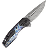Kansept Knives Cassowary Framelock Lightning K2065B4 - Damascus Blade With Lightning Inlay And Titanium Handle by Kansept Knives