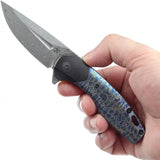 Kansept Knives Cassowary Framelock Lightning K2065B4 - Damascus Blade With Lightning Inlay And Titanium Handle by Kansept Knives