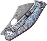 Kansept Knives Osprey Framelock Lightning - Damascus Wharncliffe Blade With Anodized Titanium Handle by Kansept Knives