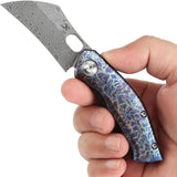 Kansept Knives Osprey Framelock Lightning - Damascus Wharncliffe Blade With Anodized Titanium Handle by Kansept Knives