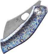 Kansept Knives Osprey Framelock Lightning - Damascus Wharncliffe Blade With Anodized Titanium Handle by Kansept Knives