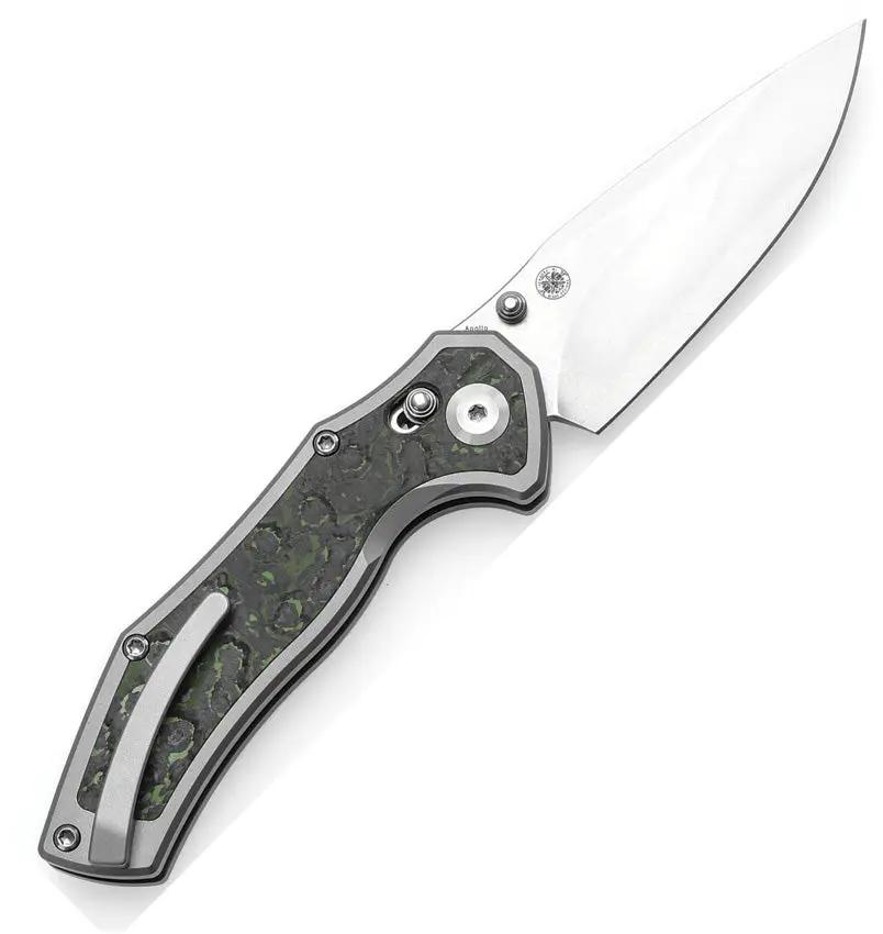 Kansept Knives Apollo Crossbar Lock Jungle K2107V1 - S35VN Drop Point Blade With Jungle Wear Fat Carbon Inlay by Kansept Knives