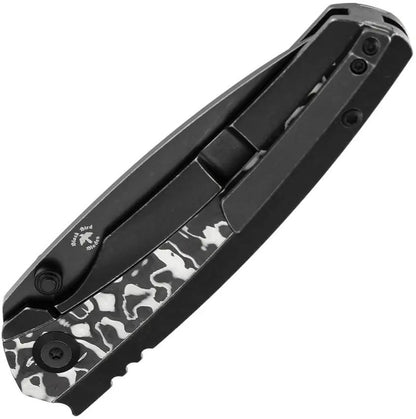 Kansept Knives Raven K2109A1 - BlackWash CPM-20CV Drop Point Blade With Titanium Handle And Nebula Carbon Fiber Inlay by Kansept Knives