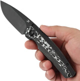 Kansept Knives Raven K2109A1 - BlackWash CPM-20CV Drop Point Blade With Titanium Handle And Nebula Carbon Fiber Inlay by Kansept Knives