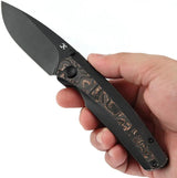 Kansept Raven Framelock Copper CF - CPM-20CV Blade, BlackWash Finish, Titanium Handle With Copper Foil Inlay by Kansept Knives