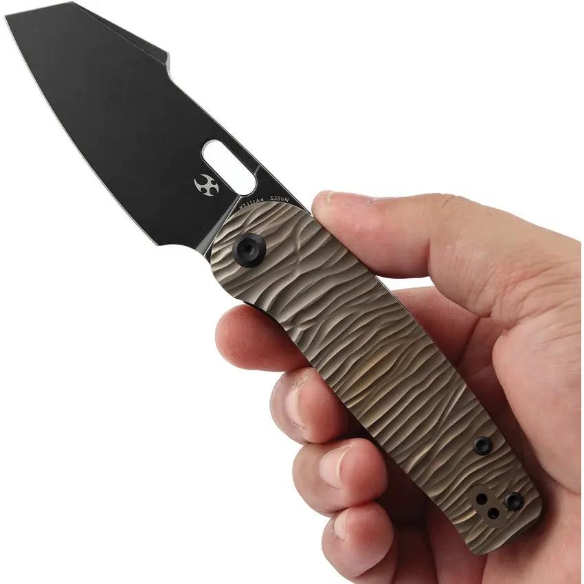 Kansept Knives Orlok Nested Linerlock Bronz K2111A4 - Bronze Anodized Titanium Handle With S35VN Blade by Kansept Knives