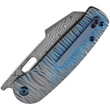 Kansept Knives Orlok Nested Linerlock Blue K2111A5 - Damascus Steel Sheepsfoot Blade With Blue Anodized Titanium Handle by Kansept Knives
