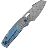 Kansept Knives Orlok Nested Linerlock Blue K2111A5 - Damascus Steel Sheepsfoot Blade With Blue Anodized Titanium Handle by Kansept Knives