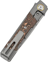 Kansept Knives Kitpu Framelock Copper Foil Carbon Fiber Inlay - Damascus Blade, Titanium Handle, Extended Tang by Kansept Knives