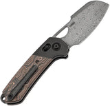Kansept Knives Nahual Crossbar Lock Copper CF - Damascus Blade, Copper Foil Carbon Fiber Handle, Titanium Bolsters by Kansept Knives