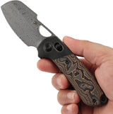 Kansept Knives Nahual Crossbar Lock Copper CF - Damascus Blade, Copper Foil Carbon Fiber Handle, Titanium Bolsters by Kansept Knives