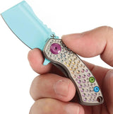 Kansept Knives Mini Korvid Framelock Gradient - Blue Coated CPM S35VN Blade, Gradient Titanium Handle by Kansept Knives
