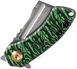 Kansept Knives Mini Korvid Linerlock Green K3030A12 - Damascus Blade With Watermelon Peel Handle by Kansept Knives