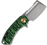 Kansept Knives Mini Korvid Linerlock Green K3030A12 - Damascus Blade With Watermelon Peel Handle by Kansept Knives
