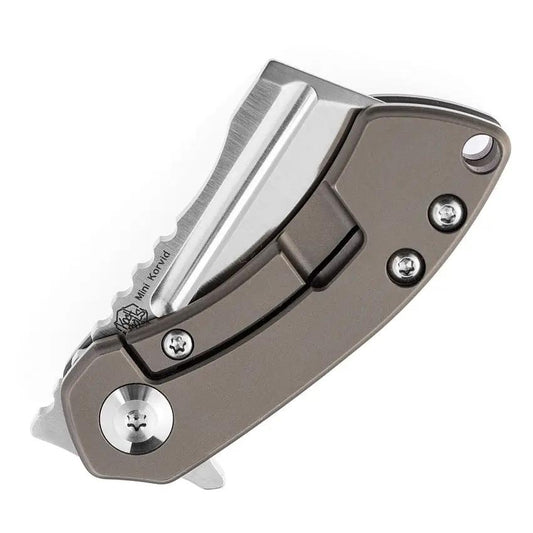 Kansept Knives Mini Korvid Linerlock Ti - S35VN Blade, Bronze Anodized Titanium Handle, Compact EDC Knife by Kansept Knives