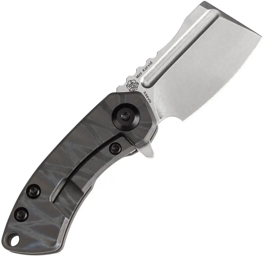 Kansept Knives Mini Korvid Framelock - Flame Anodized Titanium Handle With CPM S35VN Blade by Kansept Knives