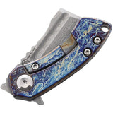 Kansept Knives Mini Korvid Linerlock - Damascus Blade With Lightning Strike Anodized Titanium Handle by Kansept Knives