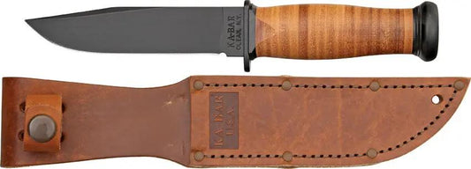 Ka-Bar Mark 1 Fixed Blade Knife 9.38 In 5 In Black Coated 1095 Cro-Van Blade Grip Handle Rugged Outdoorsman Survival by Ka-Bar