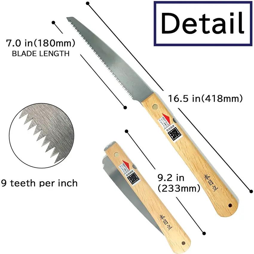 Kakugen Ibarame Folding Saw X-1065 - 7-Inch Satin Finish Stainless Blade, Wood Handle, Blade Lock by KAKUGEN