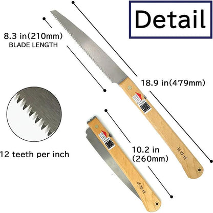 KAKUGEN EDOME Folding Saw X-1066 - Locking Blade For Safe Folding 8.25In Satin Stainless Blade Wood Handle by KAKUGEN