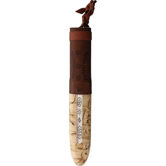 Karesuando Kniven Sami Jarven Hunter 3513 02 - RWL-34 Blade With Curly Birch And Reindeer Antler Handle by Karesuando Kniven