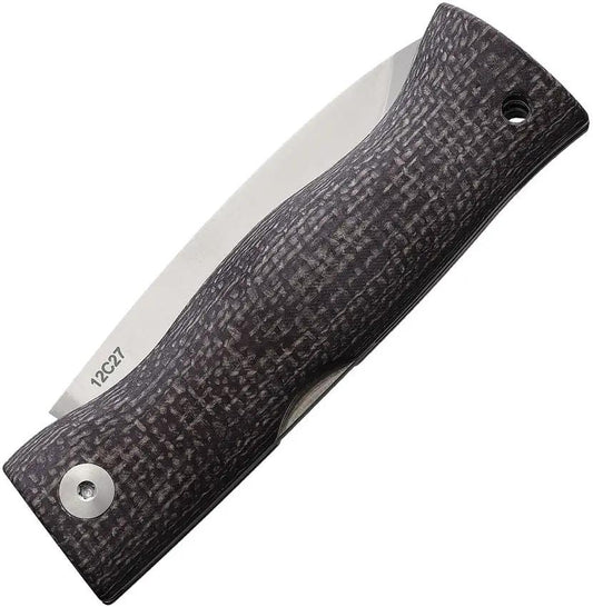 Karesuando Paltsa Lockback Knife - Satin 12C27 Sandvik Blade With Gray Micarta Handle And Lanyard Hole by Karesuando Kniven