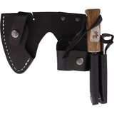 Karesuando Kniven Bushcraft Axe Set Carbon 4350-90 - 12.25in Beech Handle, Antler Pommel, Sharpener And Fire Steel by Karesuando Kniven