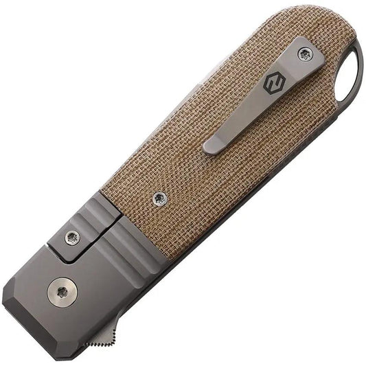 KARBON Ahoy Framelock Natural Micarta - M390 Blade, Titanium Frame, Lanyard Hole by KARBON