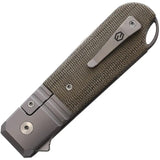 KARBON Ahoy Framelock Green Mic KEN2 - Satin M390 Blade, Green Micarta Inlay, Gray Titanium Frame by KARBON
