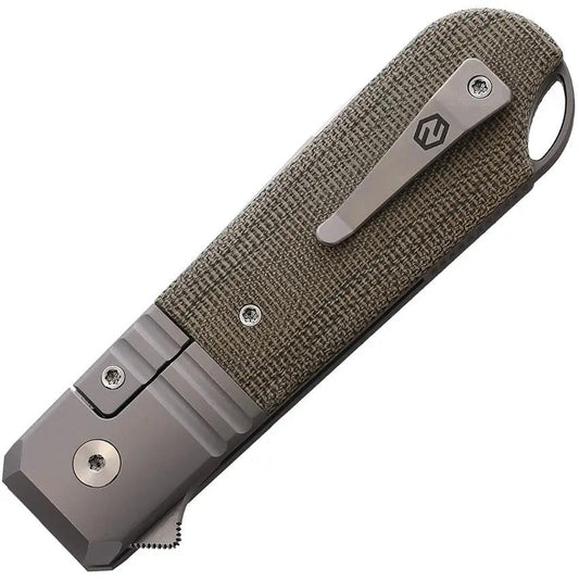 KARBON Ahoy Framelock Green Mic KEN2 - Satin M390 Blade, Green Micarta Inlay, Gray Titanium Frame by KARBON