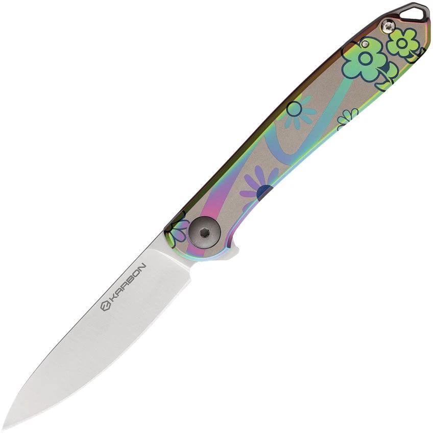 KARBON Tidbit Framelock Floral KARB108 FLORAL PATTERN by KARBON