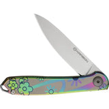 KARBON Tidbit Framelock Floral - PVD Coated N690 Blade, Floral Handle Artwork, 4 Inch Closed by KARBON