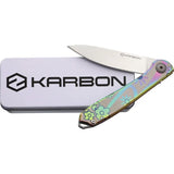 KARBON Tidbit Framelock Floral - PVD Coated N690 Blade, Floral Handle Artwork, 4 Inch Closed by KARBON