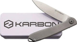 Karbon Tidbit Framelock Ti S35VN - Satin Blade, Bead Blast Titanium Handle, Lanyard Hole, Pocket Clip by KARBON