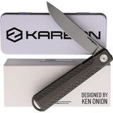 KARBON Beatnik Framelock 20CV Blade Titanium Handle With Stonewash Finish Designed By Ken Onion by KARBON