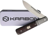 KARBON Flatline Framelock CF - 154CM Blade, Gray Titanium Handle With Red Black Carbon Fiber Inlay, Ken Onion Design by KARBON