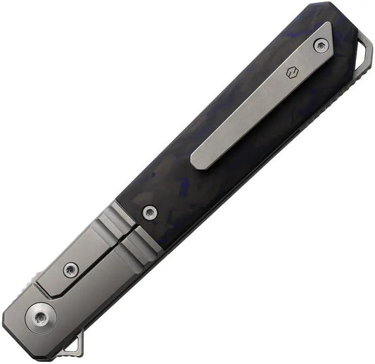 KARBON Flatline Framelock - Blue Carbon Fiber Inlay With Gray Titanium Handle Three Inch Satin 154CM Blade by KARBON