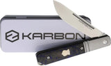 KARBON Flatline Framelock - Blue Carbon Fiber Inlay With Gray Titanium Handle Three Inch Satin 154CM Blade by KARBON