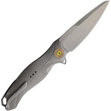 KARBON Buck Horn Linerlock Knife Gray Aluminum Handle - Sandvik 14C28N Blade 3.75in by KARBON