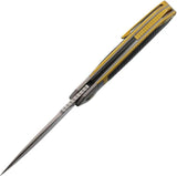 KARBON Quickdraw Framelock Leather - Bohler M390 Blade With Gold And Silver Titanium Handle by KARBON