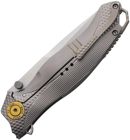KARBON Mini Buckhorn Framelock TiM390 Titanium Handle Bead Blast Blade Ken Onion Design by KARBON