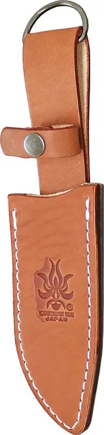 Kanetsune Enyou Tou Fixed Blade KB 166 AUS 8 Hammer Mark Acid Etched Stainless Blade Full Tang Brown Leather Belt Sheath by Kanetsune
