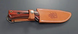 Kanetsune Enyou Tou Fixed Blade KB 166 AUS 8 Hammer Mark Acid Etched Stainless Blade Full Tang Brown Leather Belt Sheath by Kanetsune