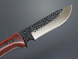 Kanetsune Enyou Tou Fixed Blade KB 166 AUS 8 Hammer Mark Acid Etched Stainless Blade Full Tang Brown Leather Belt Sheath by Kanetsune